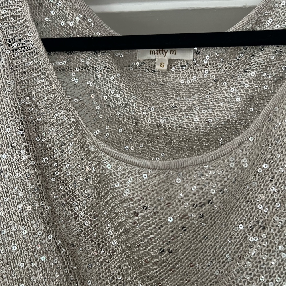 gray sequin top